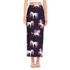 Night Girly Unicorn Pattern Print Side Slit Maxi Skirt