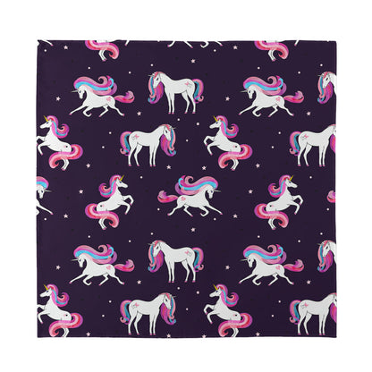 Night Girly Unicorn Pattern Print Silk Bandana