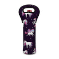 Night Girly Unicorn Pattern Print Single Neoprene Wine Tote