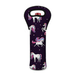 Night Girly Unicorn Pattern Print Single Neoprene Wine Tote