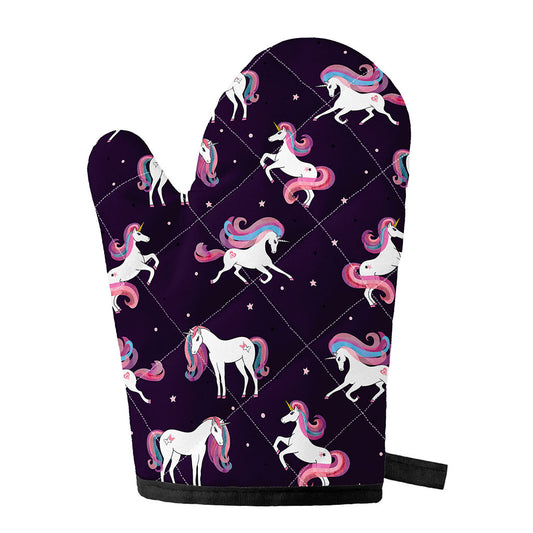 Night Girly Unicorn Pattern Print Single Oven Mitt
