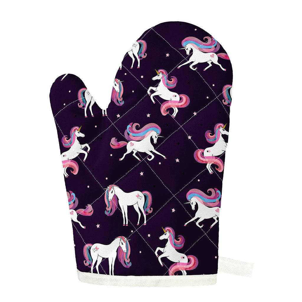 Night Girly Unicorn Pattern Print Single Oven Mitt