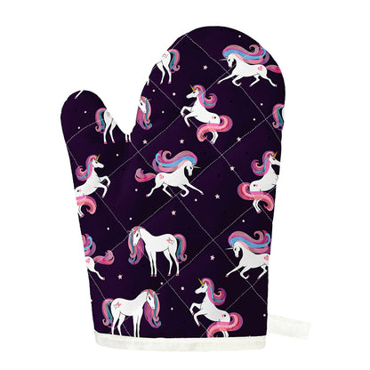 Night Girly Unicorn Pattern Print Single Oven Mitt