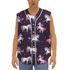 Night Girly Unicorn Pattern Print Sleeveless Baseball Jersey