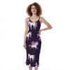 Night Girly Unicorn Pattern Print Slim Fit Midi Cami Dress