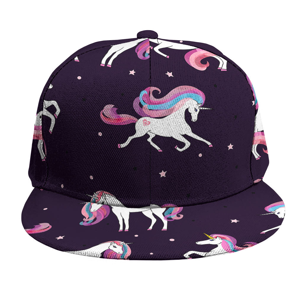 Night Girly Unicorn Pattern Print Snapback Cap