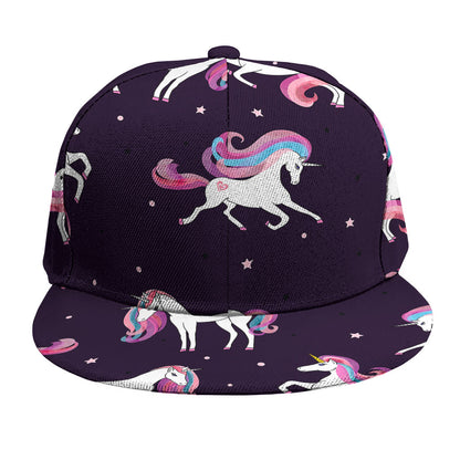 Night Girly Unicorn Pattern Print Snapback Cap