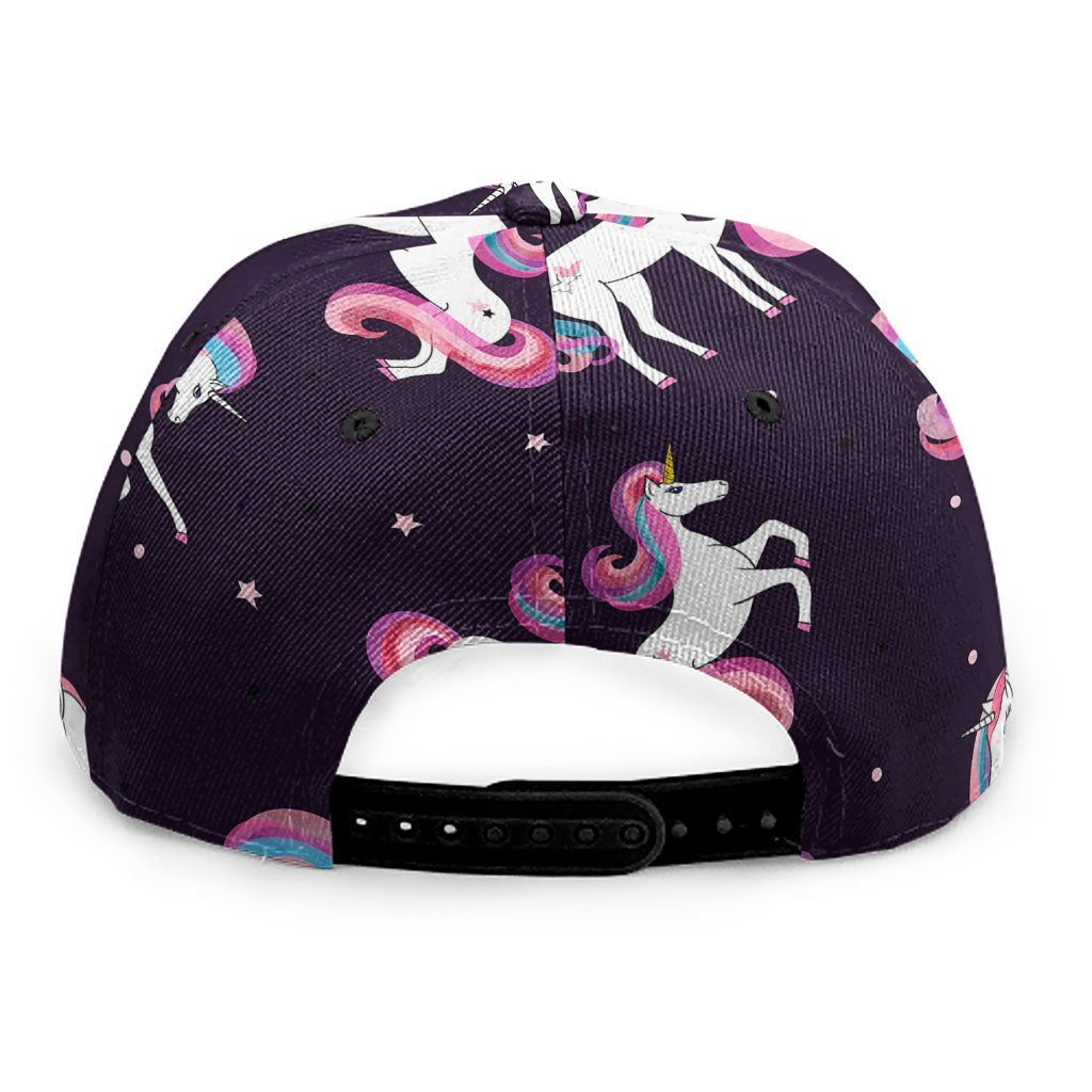 Night Girly Unicorn Pattern Print Snapback Cap