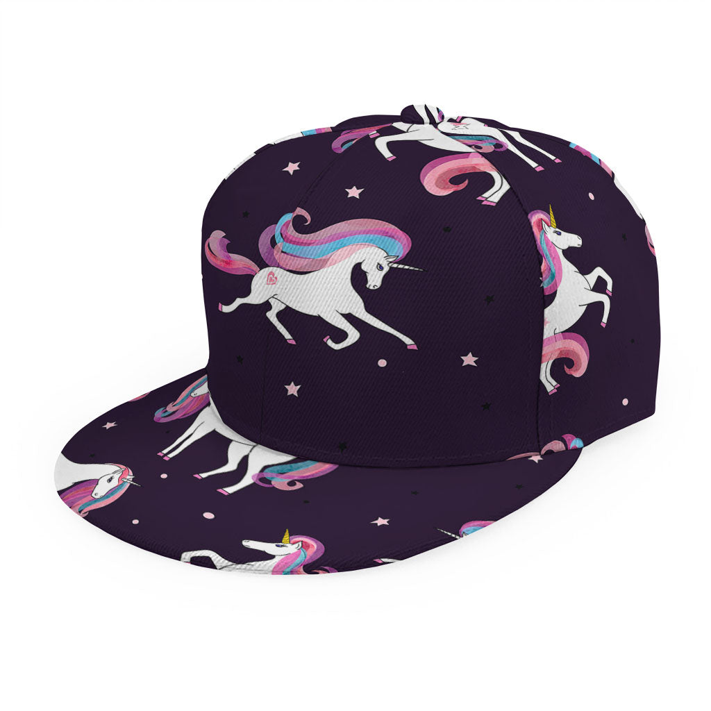 Night Girly Unicorn Pattern Print Snapback Cap