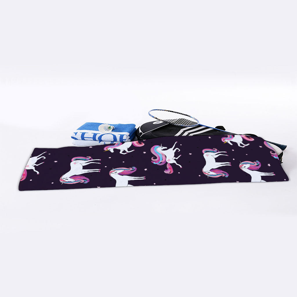 Night Girly Unicorn Pattern Print Sports Towel