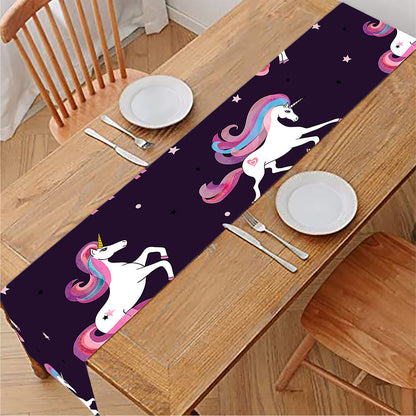 Night Girly Unicorn Pattern Print Table Runner