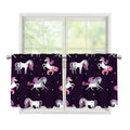 Night Girly Unicorn Pattern Print Tier Curtains