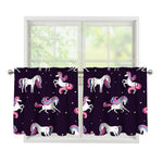Night Girly Unicorn Pattern Print Tier Curtains