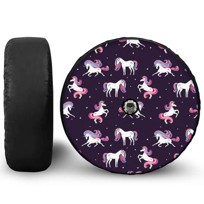 Night Girly Unicorn Pattern Print Tire Cover With Camera Hole