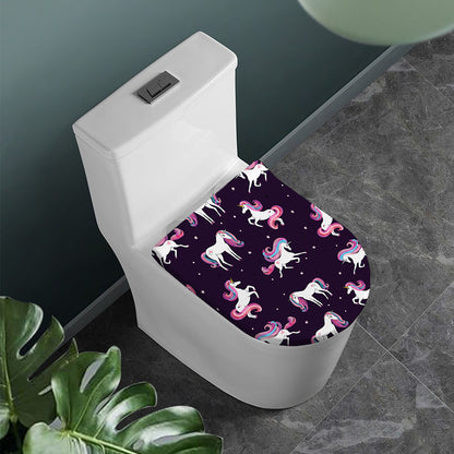 Night Girly Unicorn Pattern Print Toilet Lid Cover