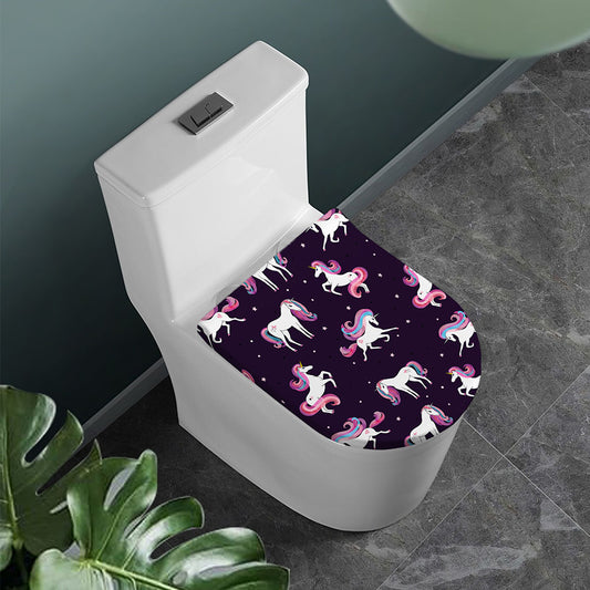 Night Girly Unicorn Pattern Print Toilet Lid Cover