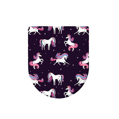Night Girly Unicorn Pattern Print Toilet Lid Cover