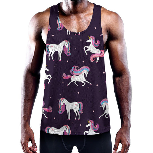 Night Girly Unicorn Pattern Print Training Tank Top