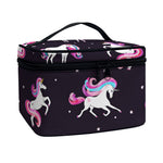 Night Girly Unicorn Pattern Print Travel Makeup Bag
