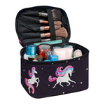 Night Girly Unicorn Pattern Print Travel Makeup Bag