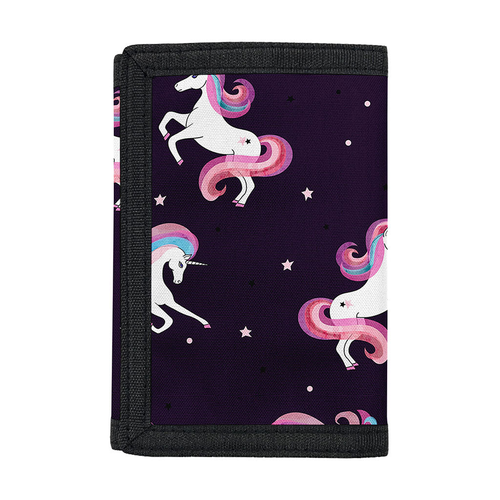 Night Girly Unicorn Pattern Print Trifold Wallet