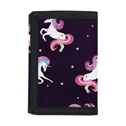 Night Girly Unicorn Pattern Print Trifold Wallet