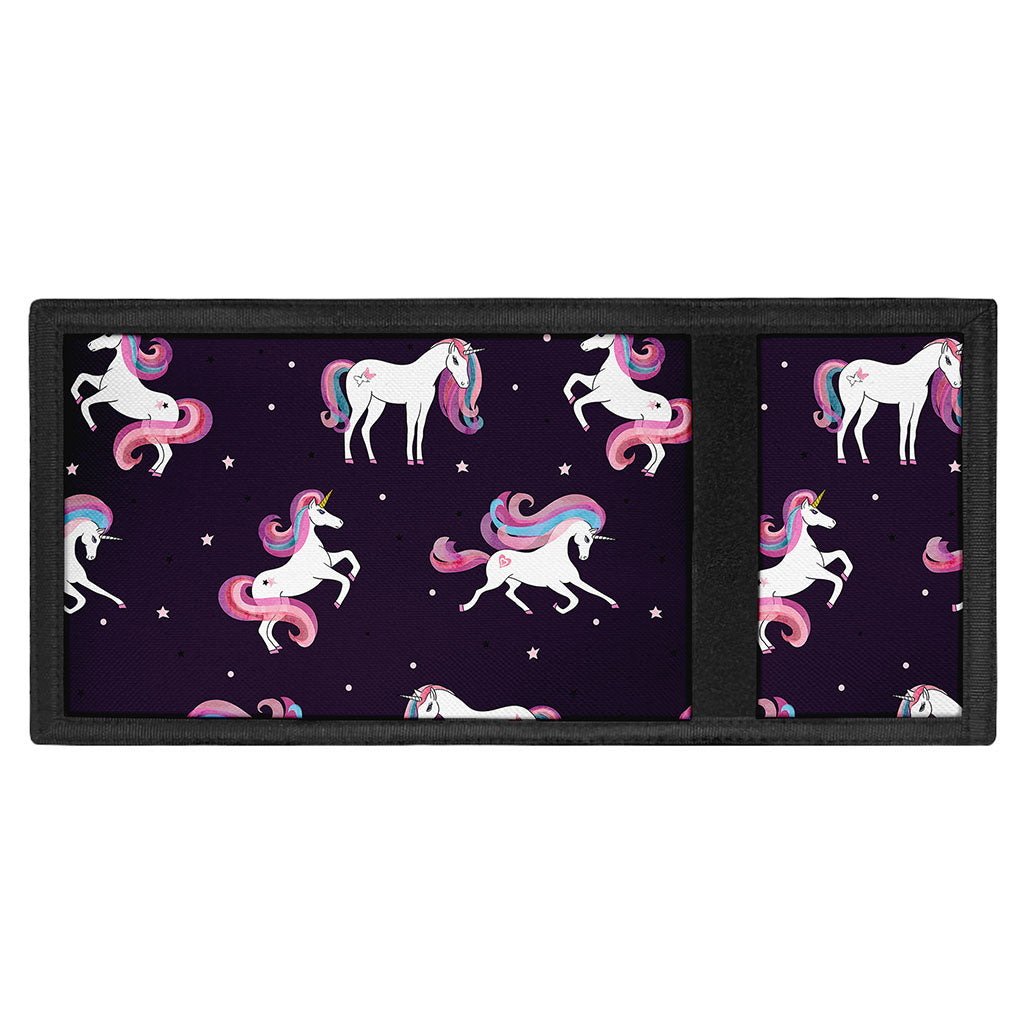 Night Girly Unicorn Pattern Print Trifold Wallet