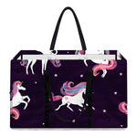 Night Girly Unicorn Pattern Print Utility Tote Bag