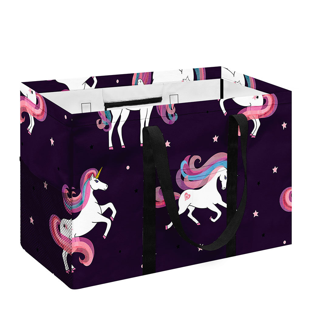 Night Girly Unicorn Pattern Print Utility Tote Bag