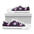 Night Girly Unicorn Pattern Print White Low Top Sneakers