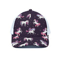 Night Girly Unicorn Pattern Print White Mesh Trucker Hat