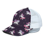 Night Girly Unicorn Pattern Print White Mesh Trucker Cap
