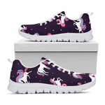 Night Girly Unicorn Pattern Print White Running Shoes