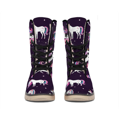 Night Girly Unicorn Pattern Print Winter Boots