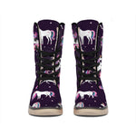 Night Girly Unicorn Pattern Print Winter Boots