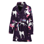 Night Girly Unicorn Pattern Print Women's Bathrobe