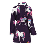 Night Girly Unicorn Pattern Print Women's Bathrobe