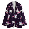 Night Girly Unicorn Pattern Print Women's Blazer