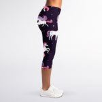 Night Girly Unicorn Pattern Print Women's Capri Leggings
