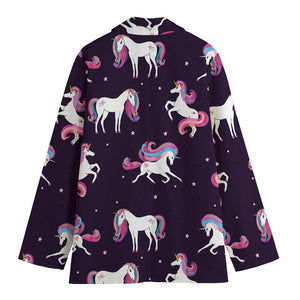 Night Girly Unicorn Pattern Print Women's Cotton Blazer