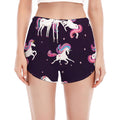 Night Girly Unicorn Pattern Print Women's Split Running Shorts