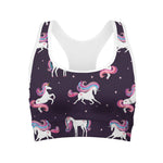 Night Girly Unicorn Pattern Print Women's Sports Bra