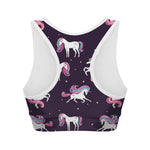Night Girly Unicorn Pattern Print Women's Sports Bra