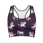 Night Girly Unicorn Pattern Print Women's Sports Bra