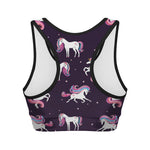 Night Girly Unicorn Pattern Print Women's Sports Bra