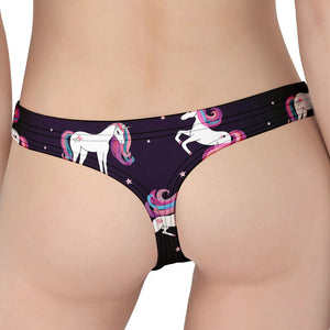 Night Girly Unicorn Pattern Print Women's Thong