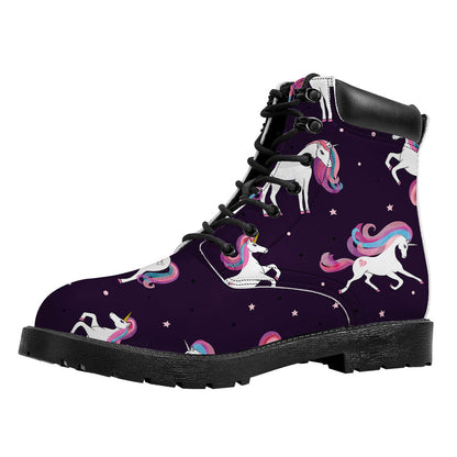 Night Girly Unicorn Pattern Print Work Boots