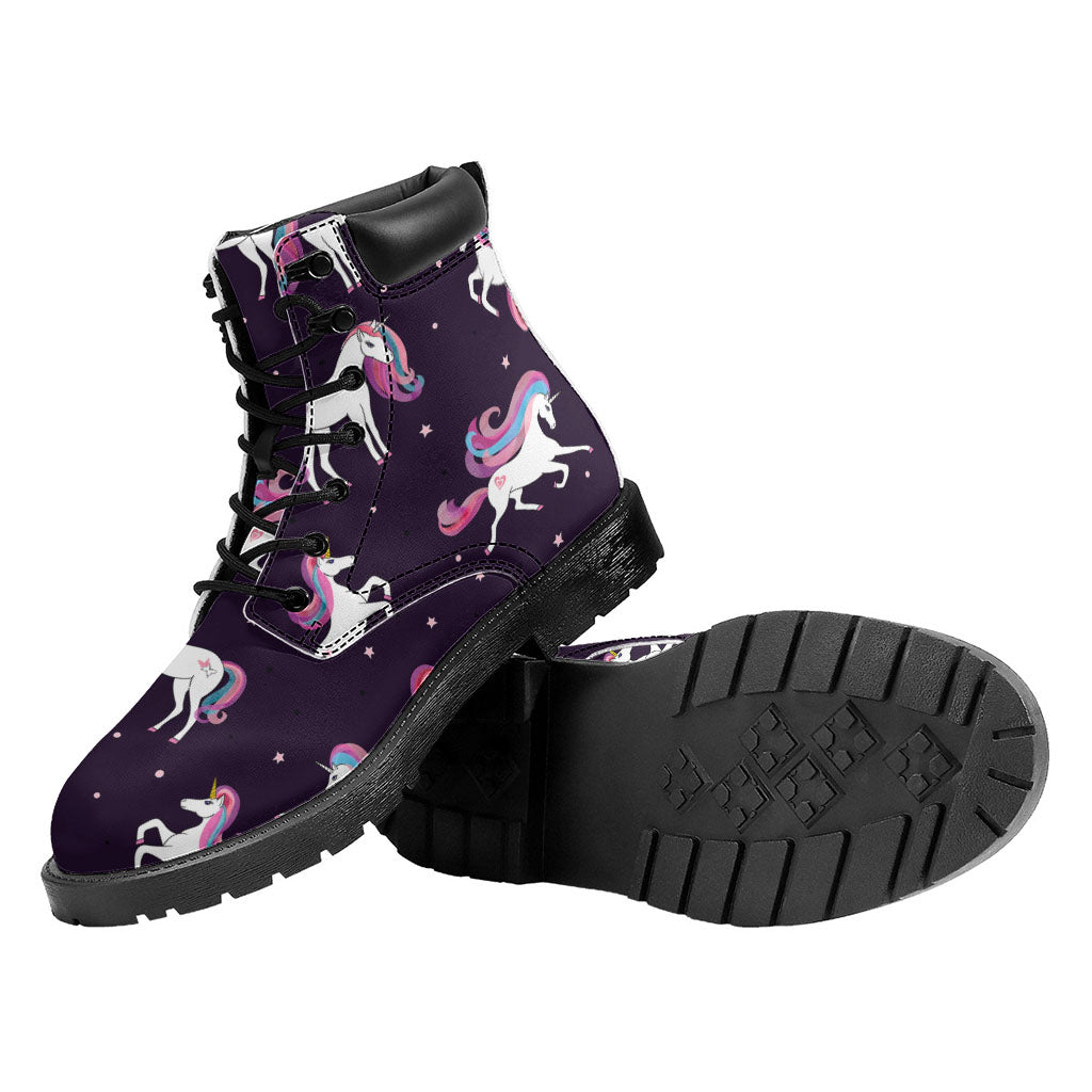 Night Girly Unicorn Pattern Print Work Boots