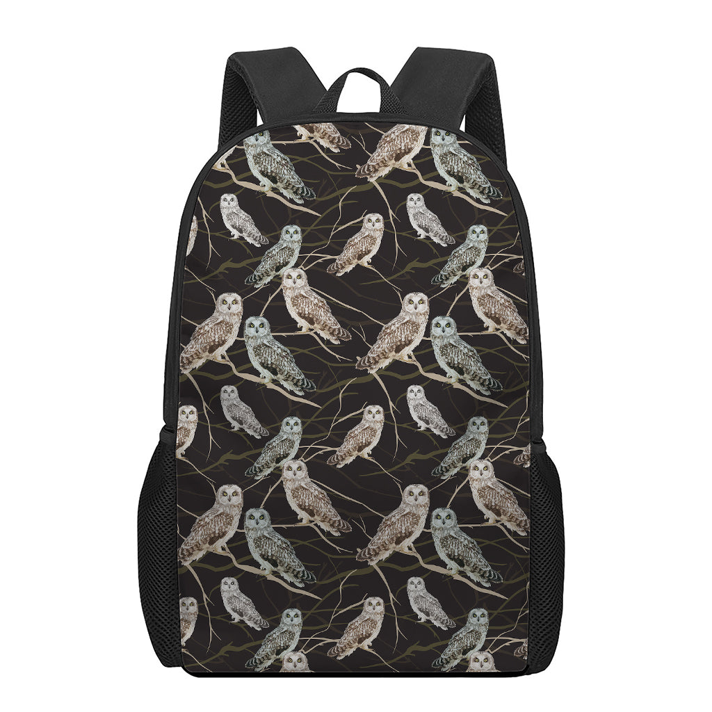 Night Owl Pattern Print 17 Inch Backpack