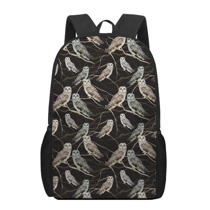 Night Owl Pattern Print 17 Inch Backpack